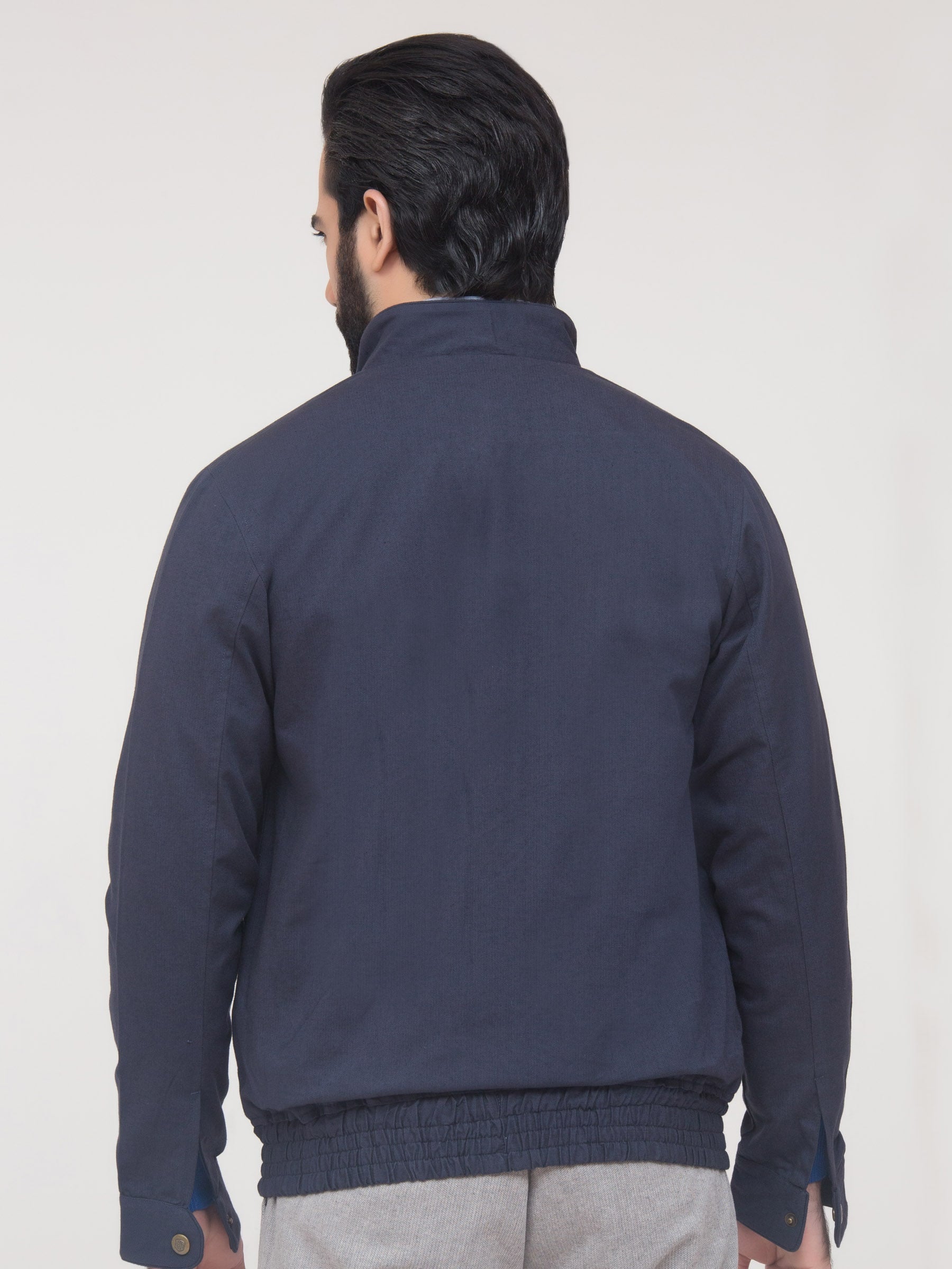 Navy Blue Herringbone Jacket