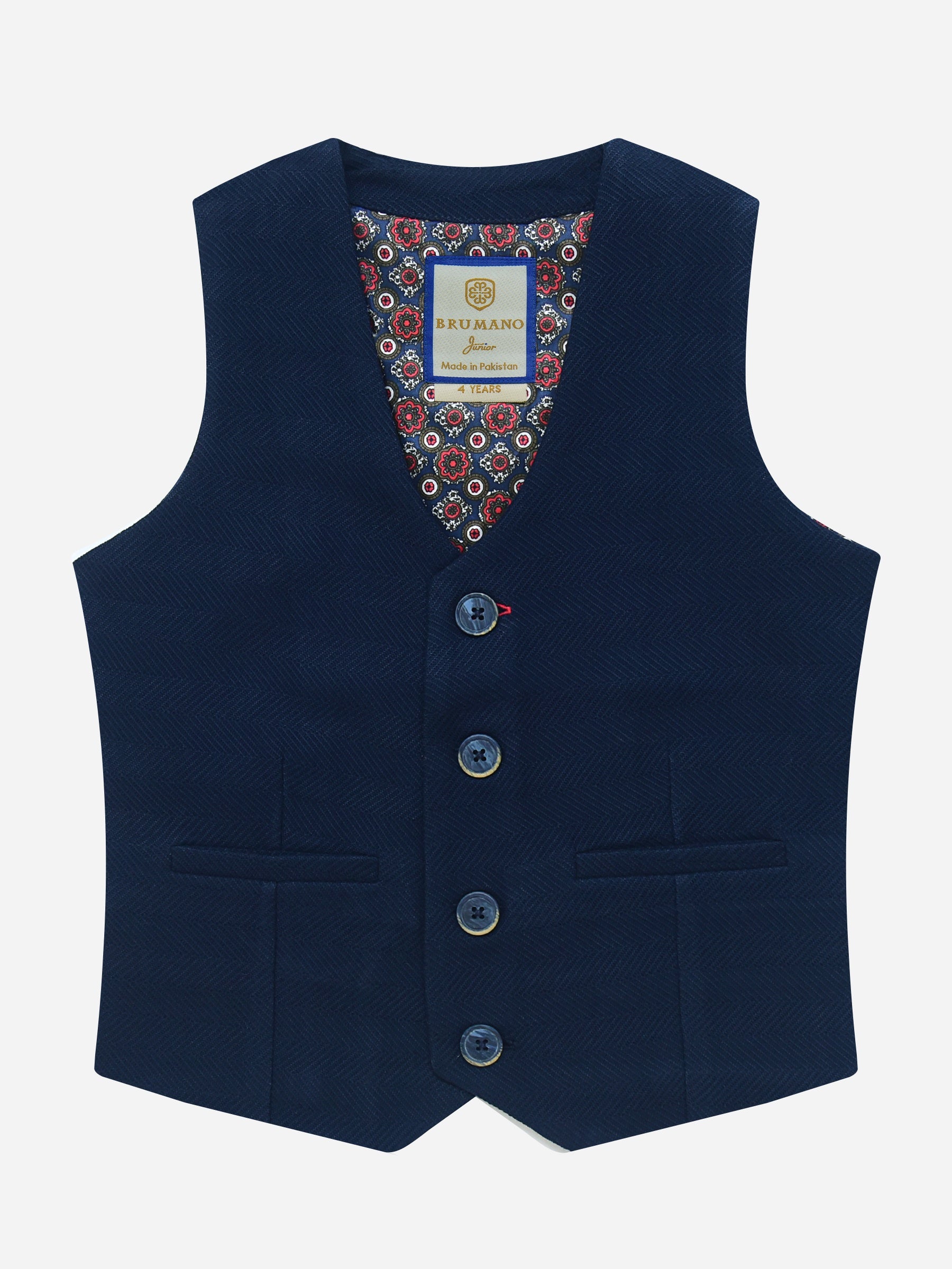 Navy Blue Herringbone Suit Waistcoat