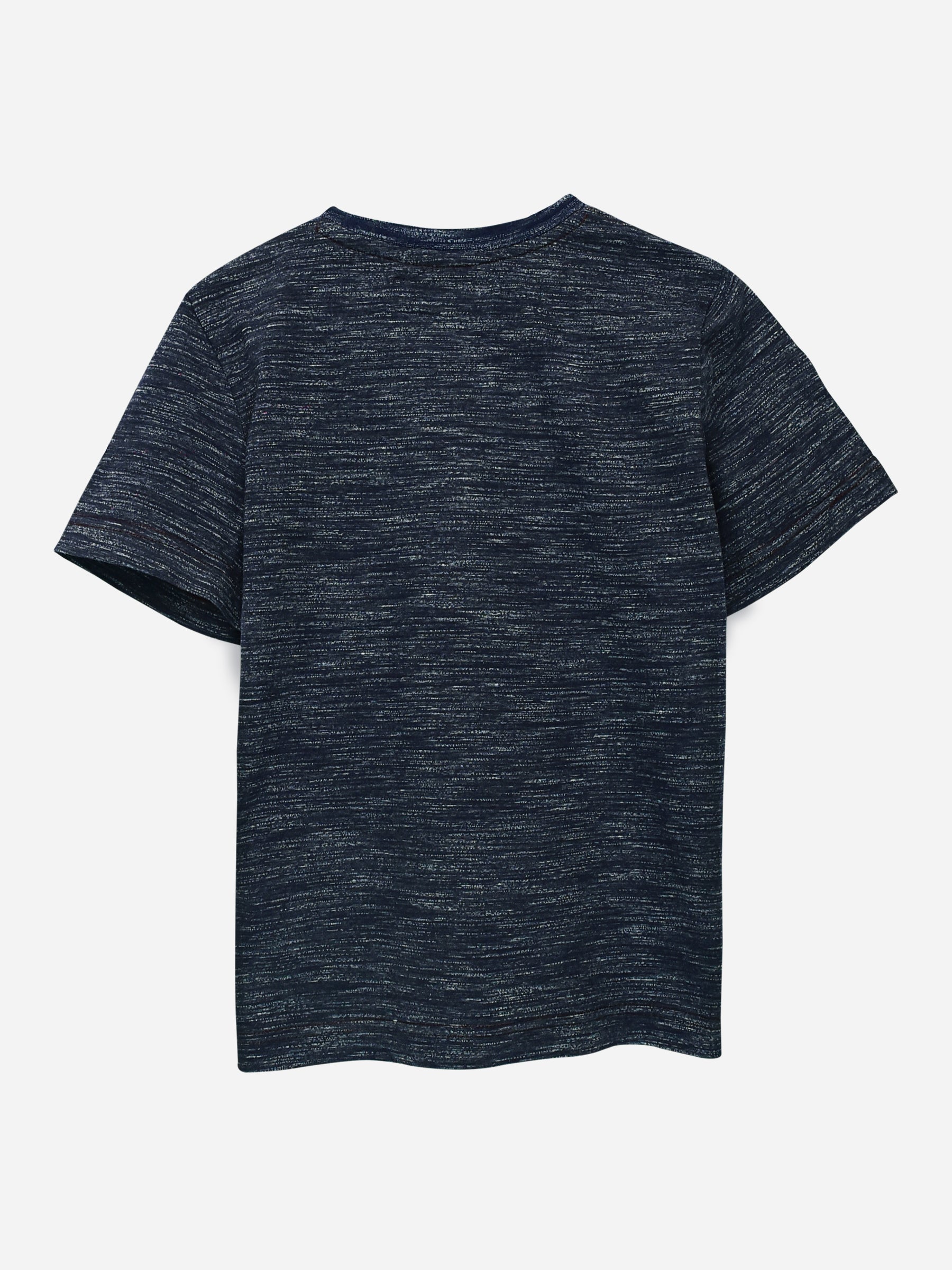 Navy Blue Injected Short Sleeve Casual T-Shirt
