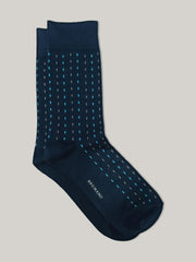 Navy Blue Jacquard Knit Cotton Socks
