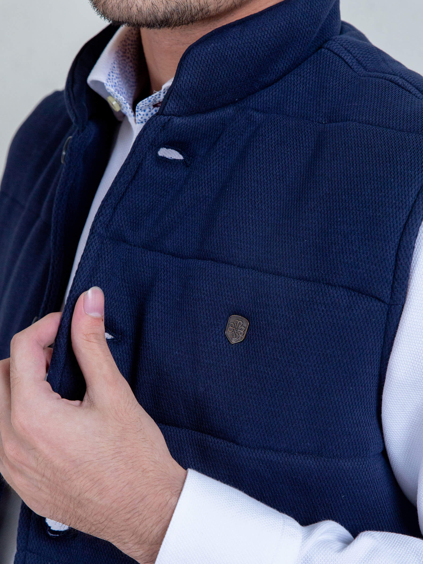 Navy Blue Knitted Sleeveless Vest