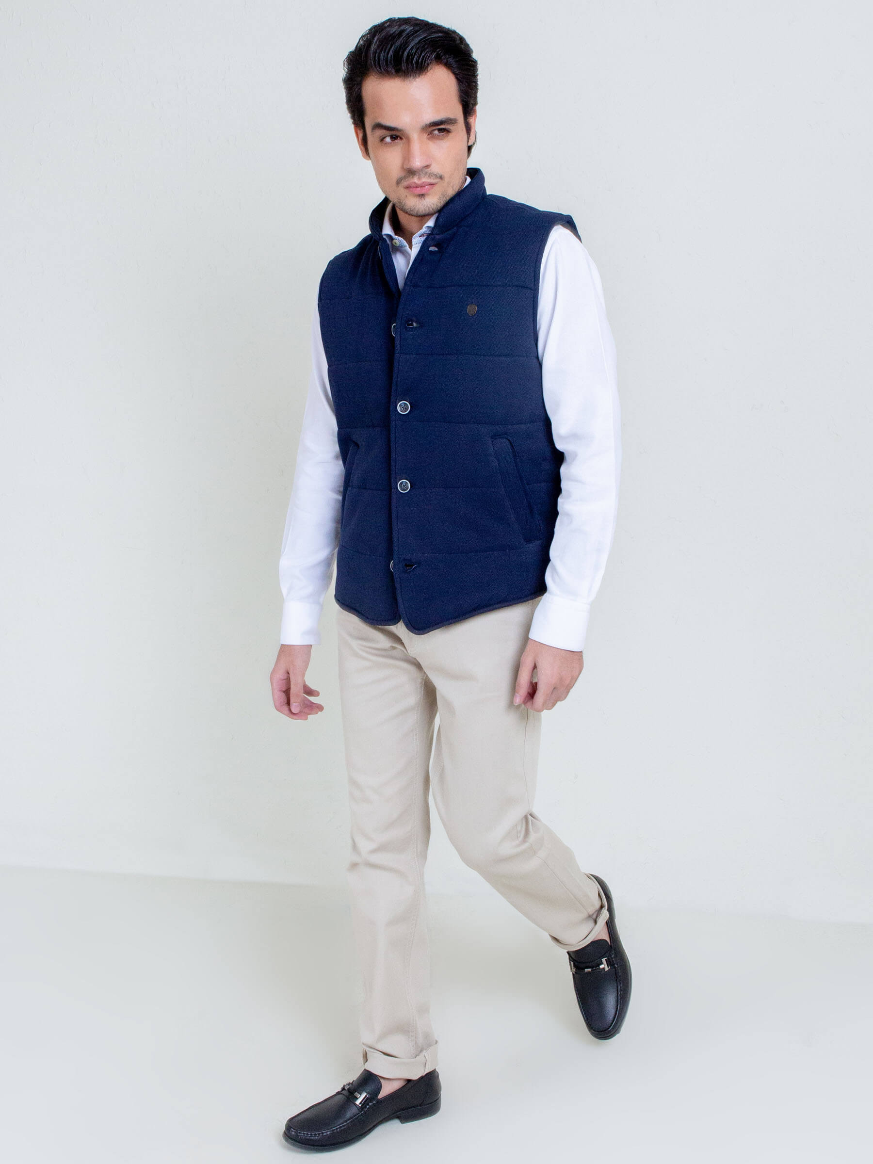 Navy Blue Knitted Sleeveless Vest