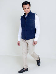 Navy Blue Knitted Sleeveless Vest