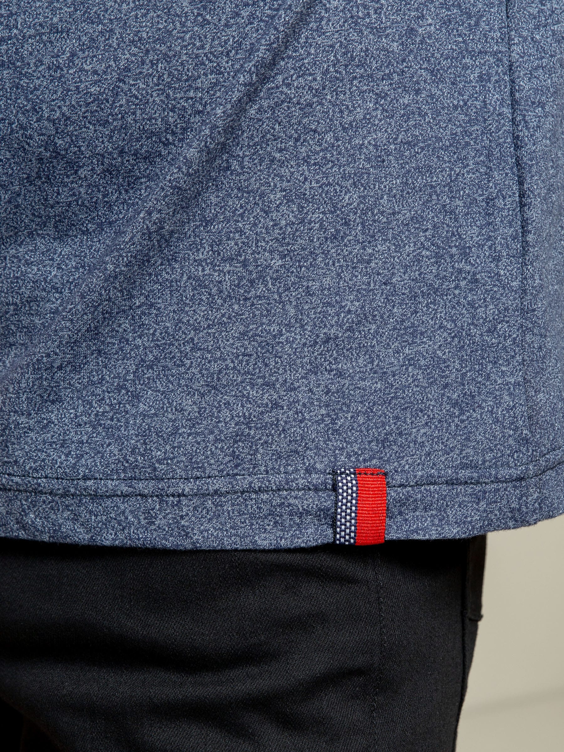 Navy Blue Marl Crew Neck T-Shirt With Contrasting Rib