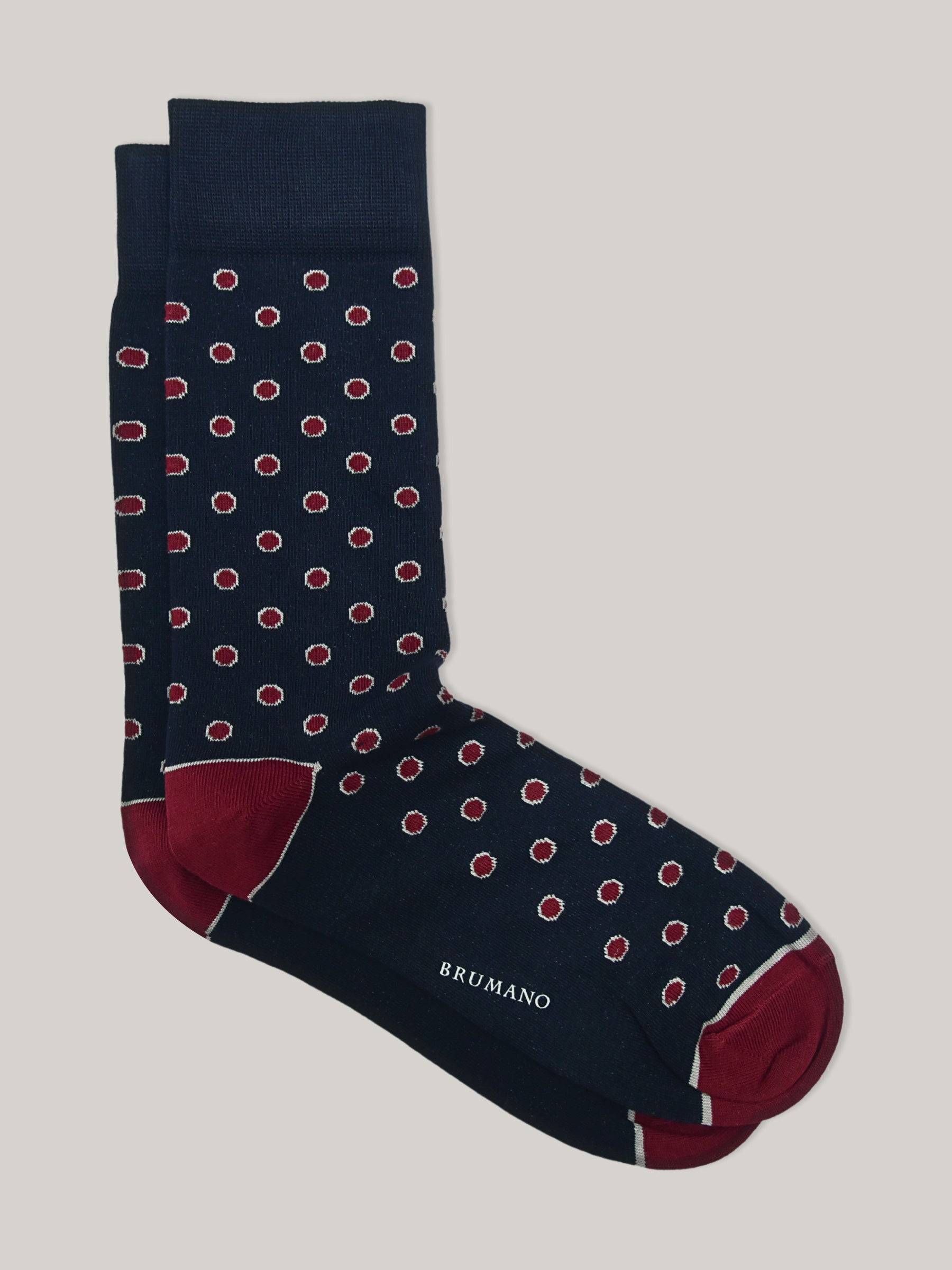 Navy Blue & Maroon Polka Dot Cotton Socks