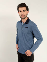 Navy Blue Mercerized Full Sleeves Polo Shirt