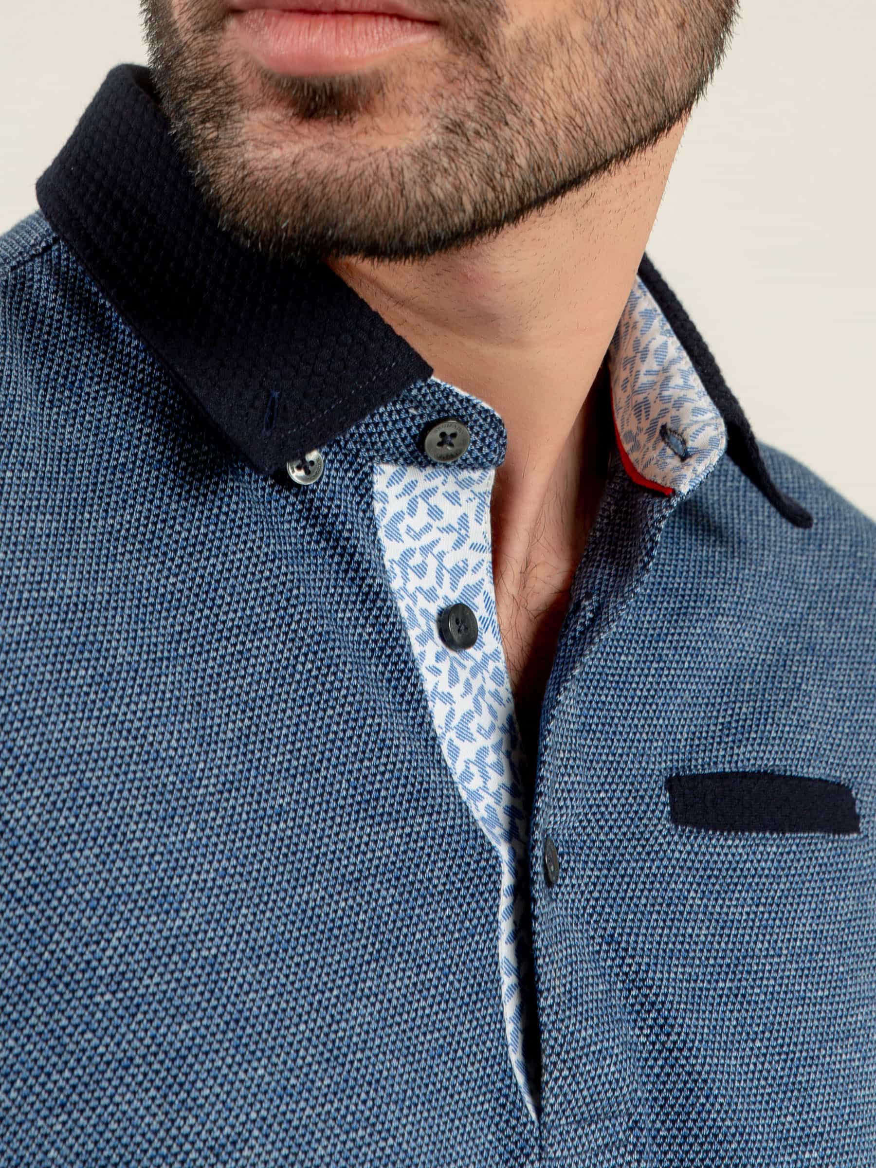 Navy Blue Mercerized Full Sleeves Polo Shirt