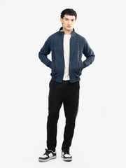 Navy Blue Mock Neck Zipper Jacket