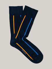 Navy Blue & Orange Striped Socks