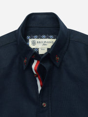 Navy Blue Oxford Short Sleeve Casual Shirt