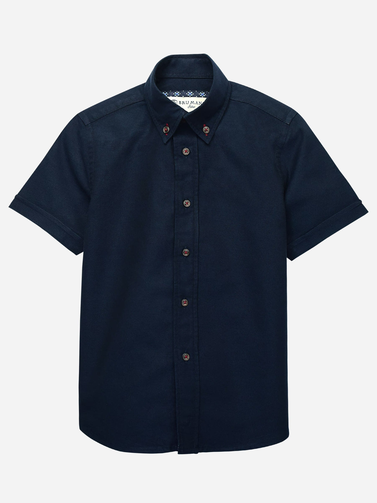 Navy Blue Oxford Short Sleeve Casual Shirt