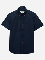 Navy Blue Oxford Short Sleeve Casual Shirt