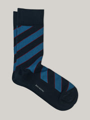 Navy Blue Pinstriped Cotton Socks