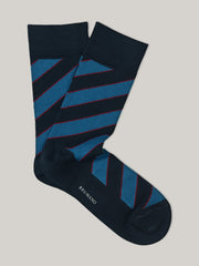 Navy Blue Pinstriped Cotton Socks