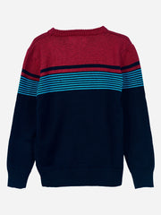Navy Blue & Red Striped Casual Jumper