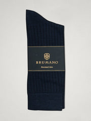 Navy Blue Ribbed Mercerized Socks