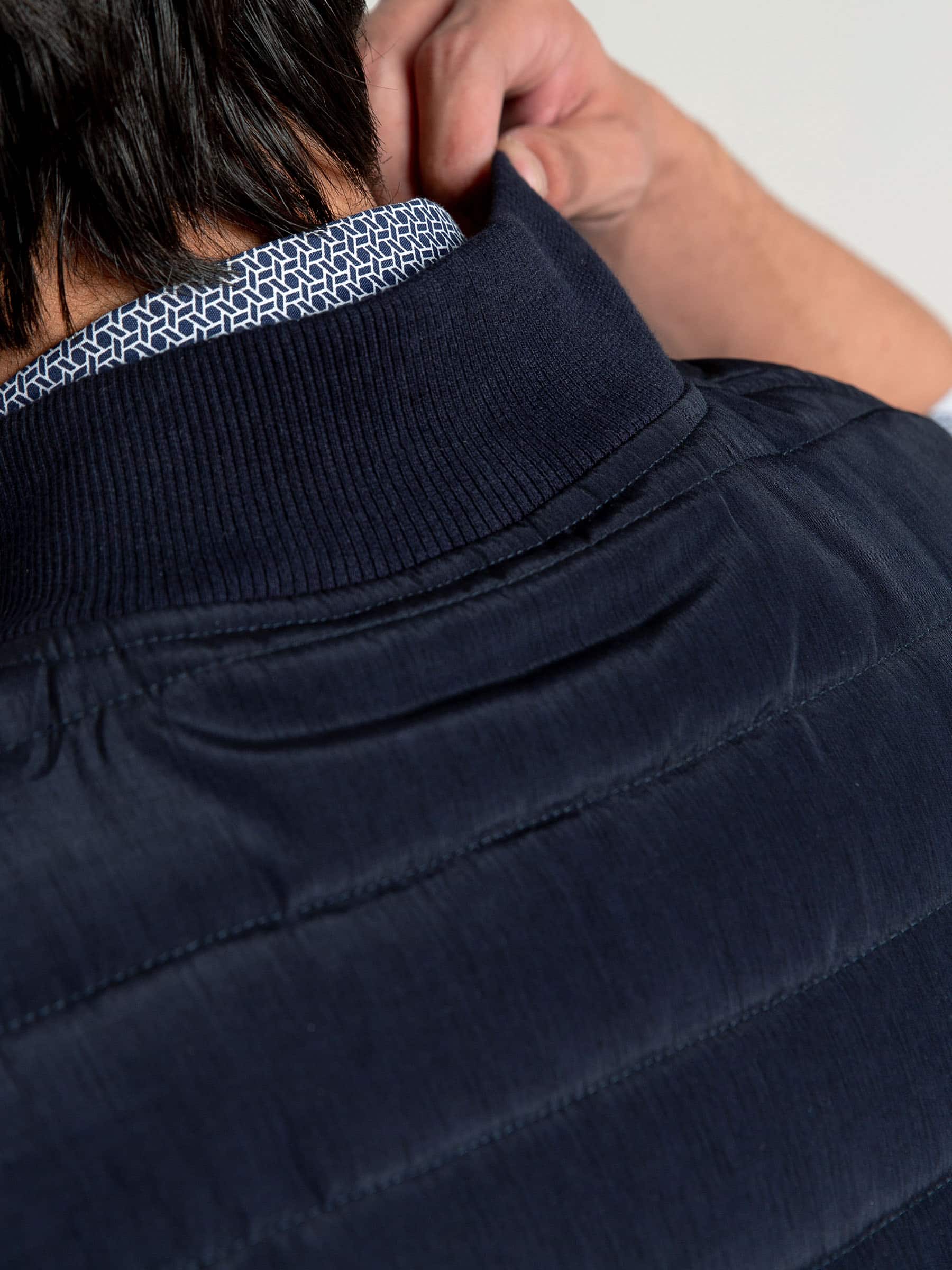 Navy Blue Ribbed Sleeveless Jacket