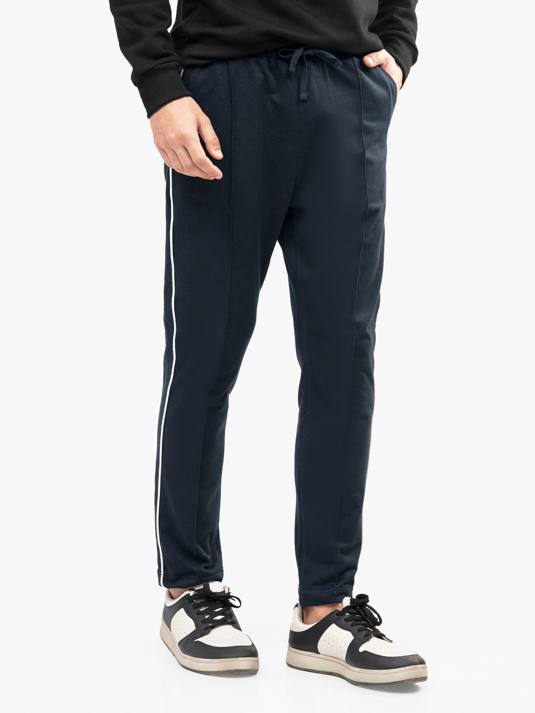 Navy Blue Sporty Regular Fit Knitted Pajama