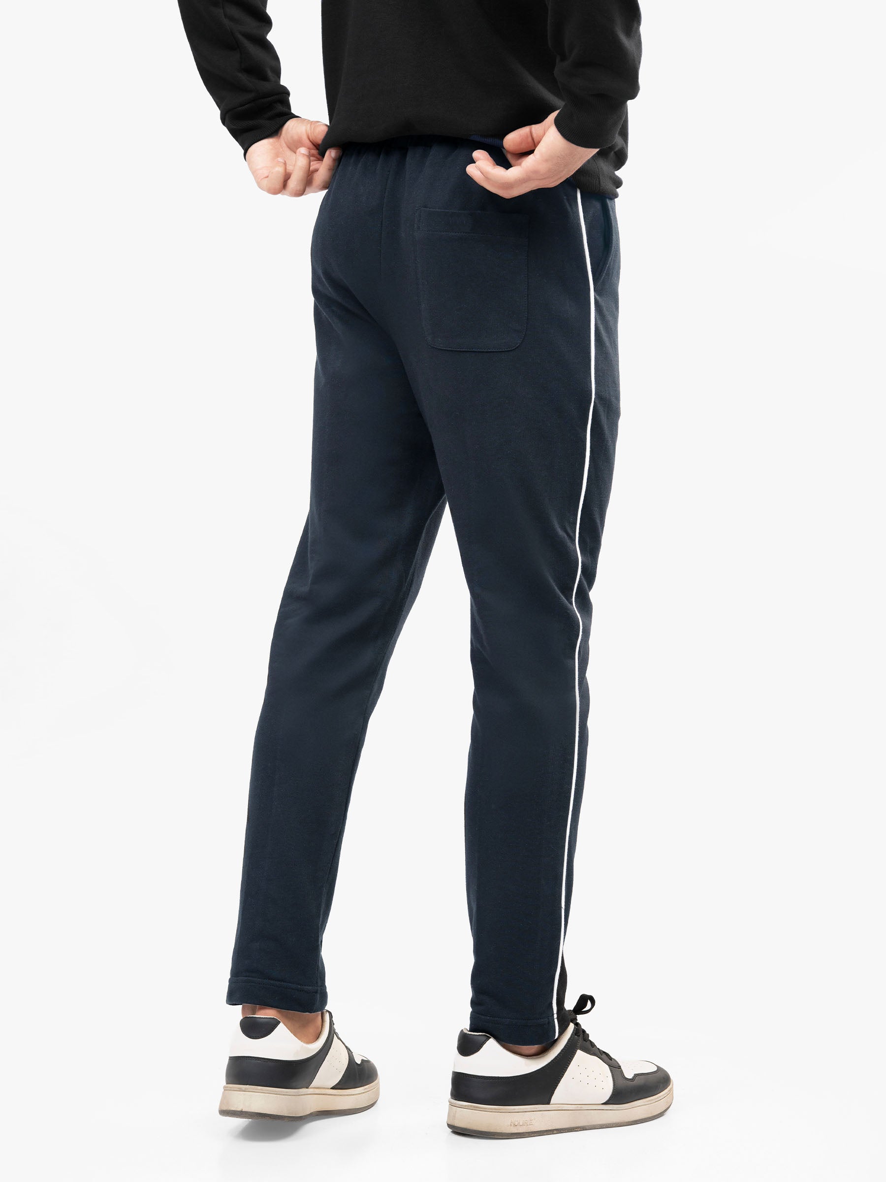 Navy Blue Sporty Regular Fit Knitted Pajama