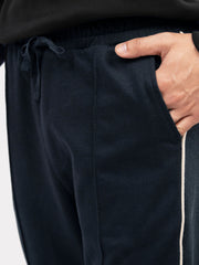 Navy Blue Sporty Regular Fit Knitted Pajama