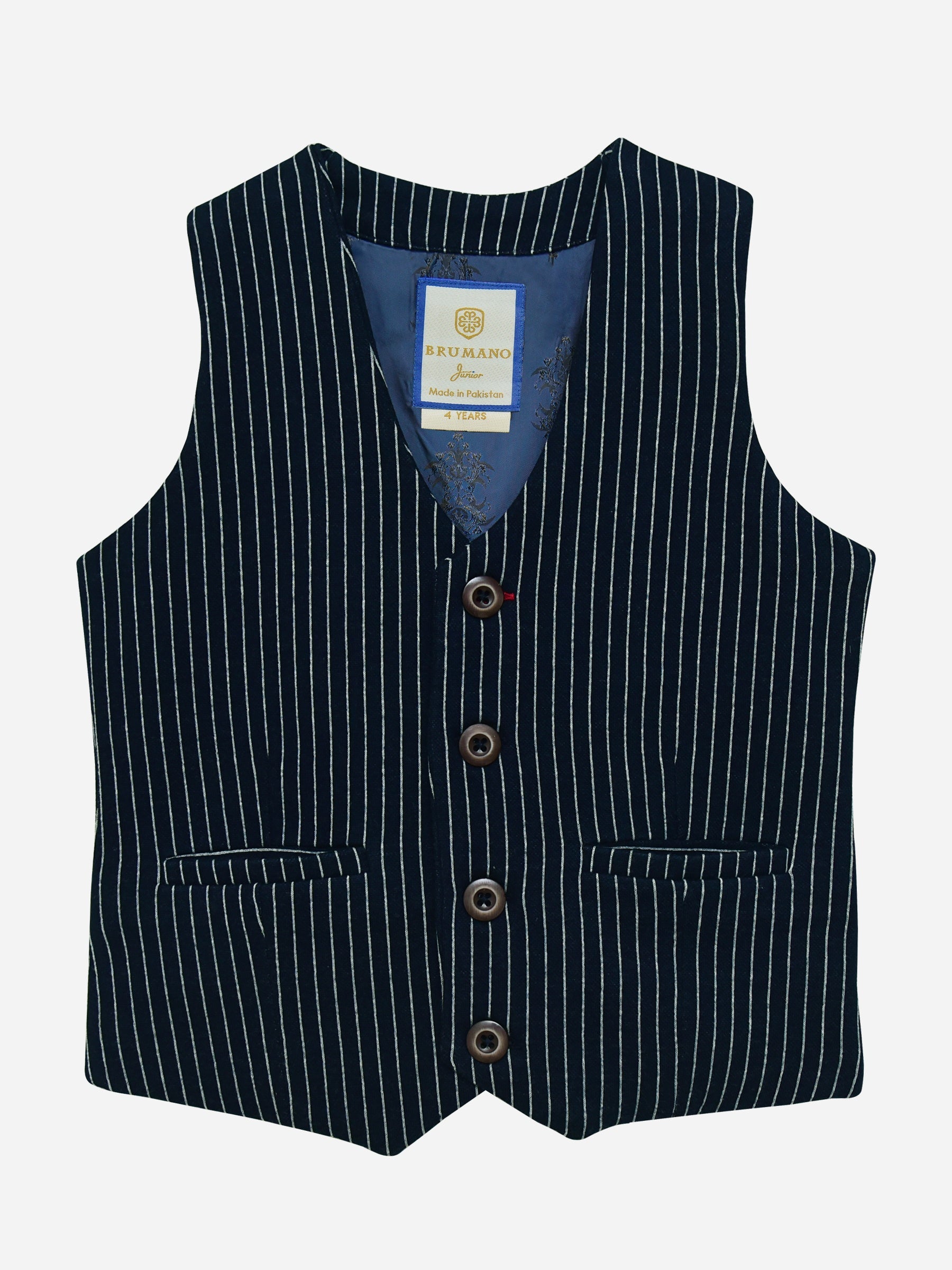 Navy Blue Striped Suit Waistcoat