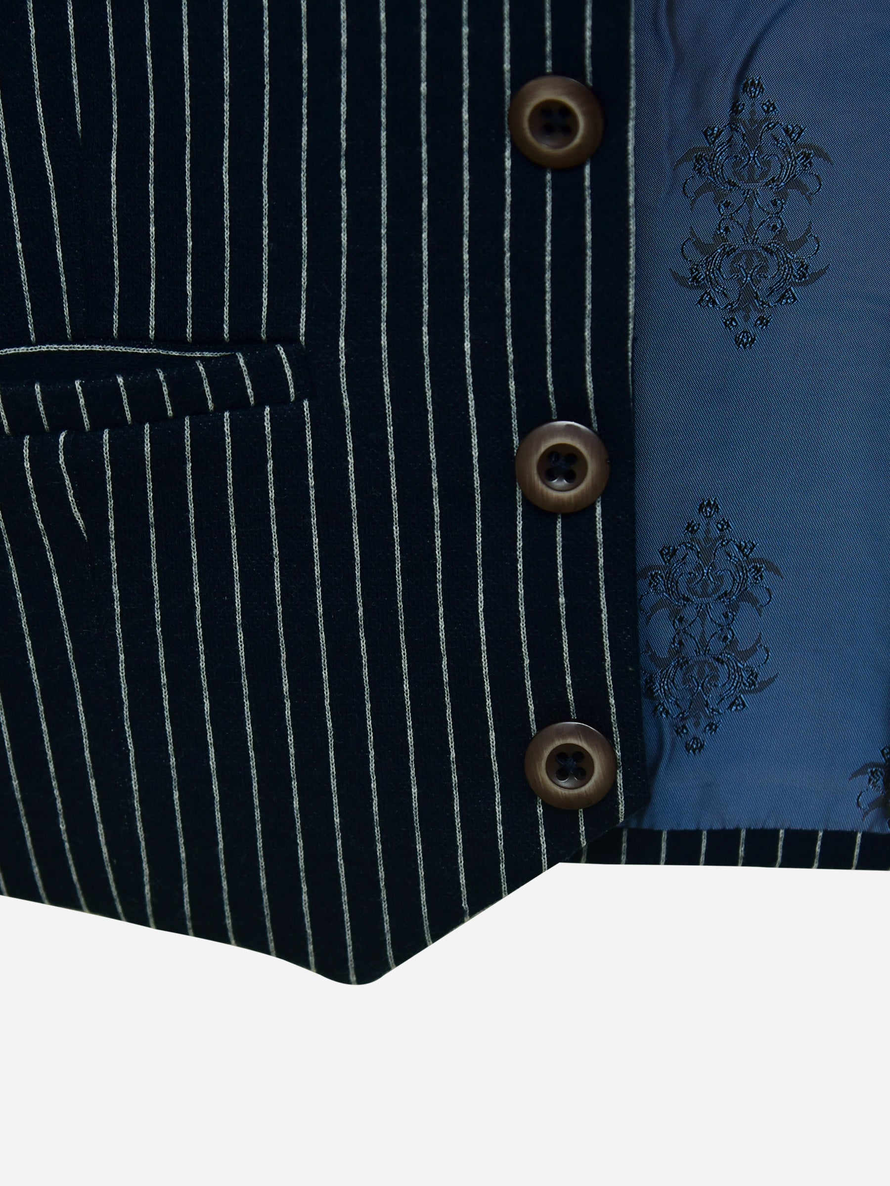 Navy Blue Striped Suit Waistcoat