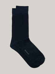 Navy Blue Textured Mercerized Socks