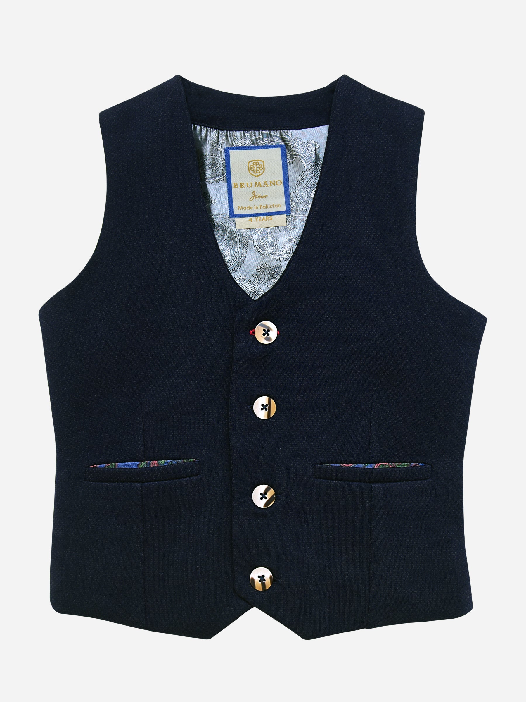Navy Blue Textured Suit Waistcoat