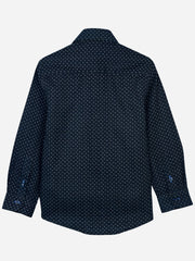 Navy Blue Triangle Pattern Casual Shirt
