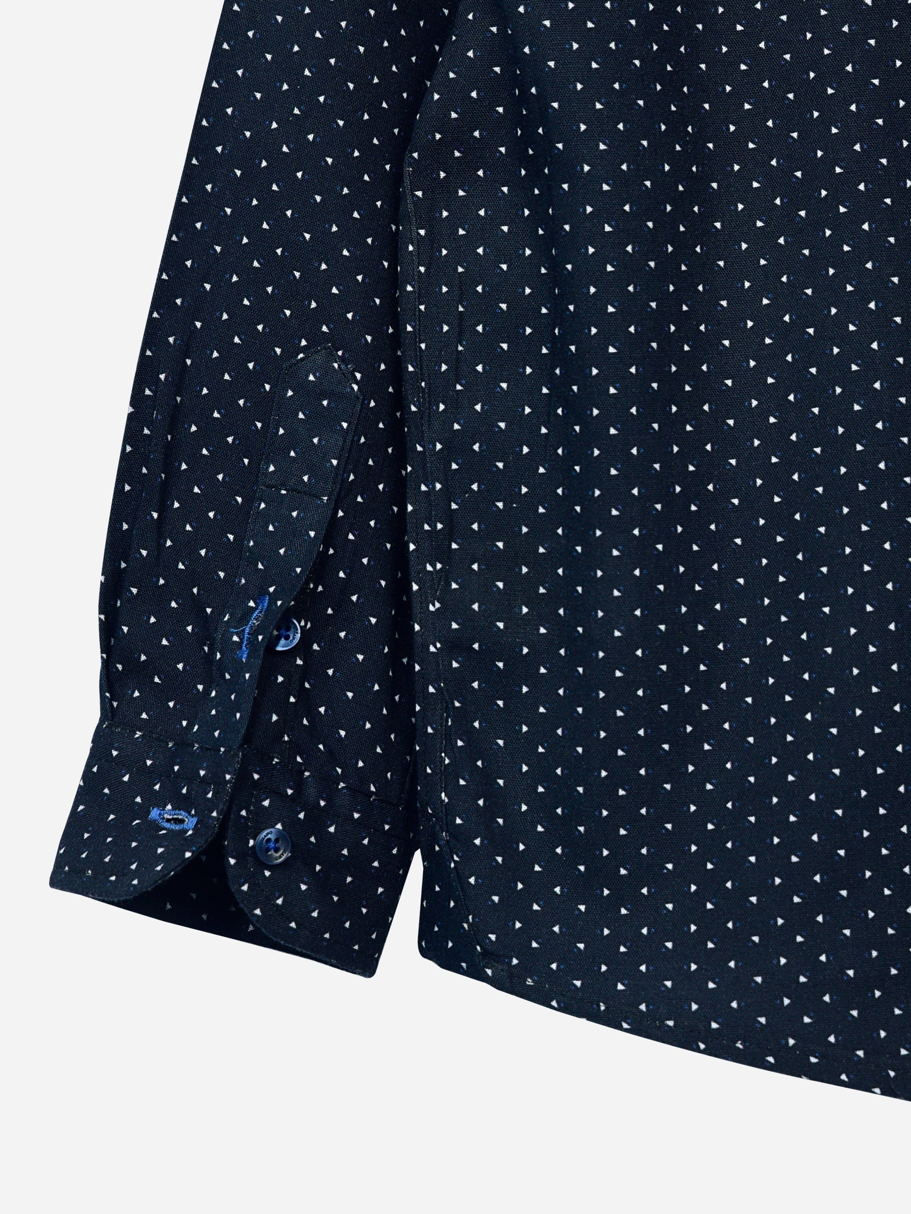 Navy Blue Triangle Pattern Casual Shirt