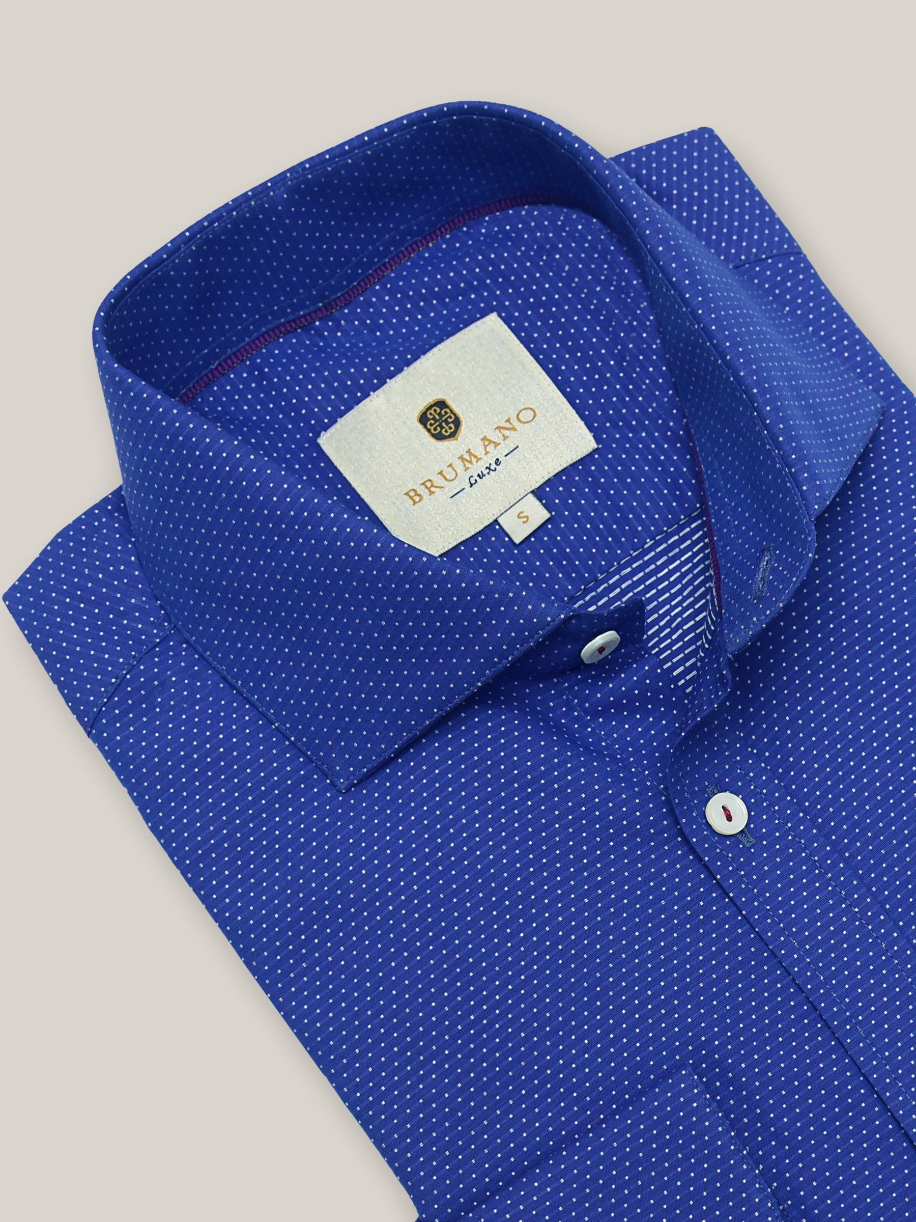 Navy Blue & White Dobby Shirt