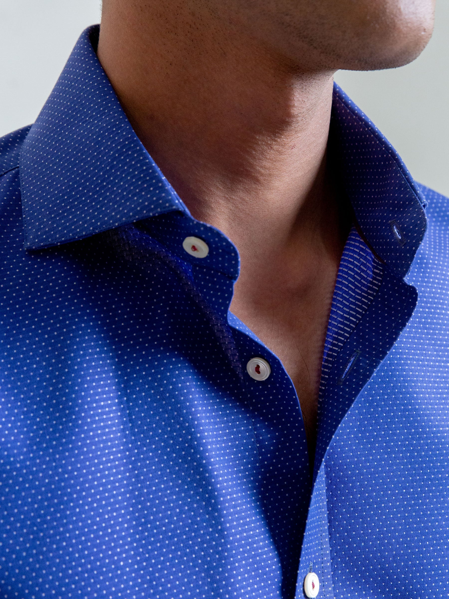 Navy Blue & White Dobby Shirt