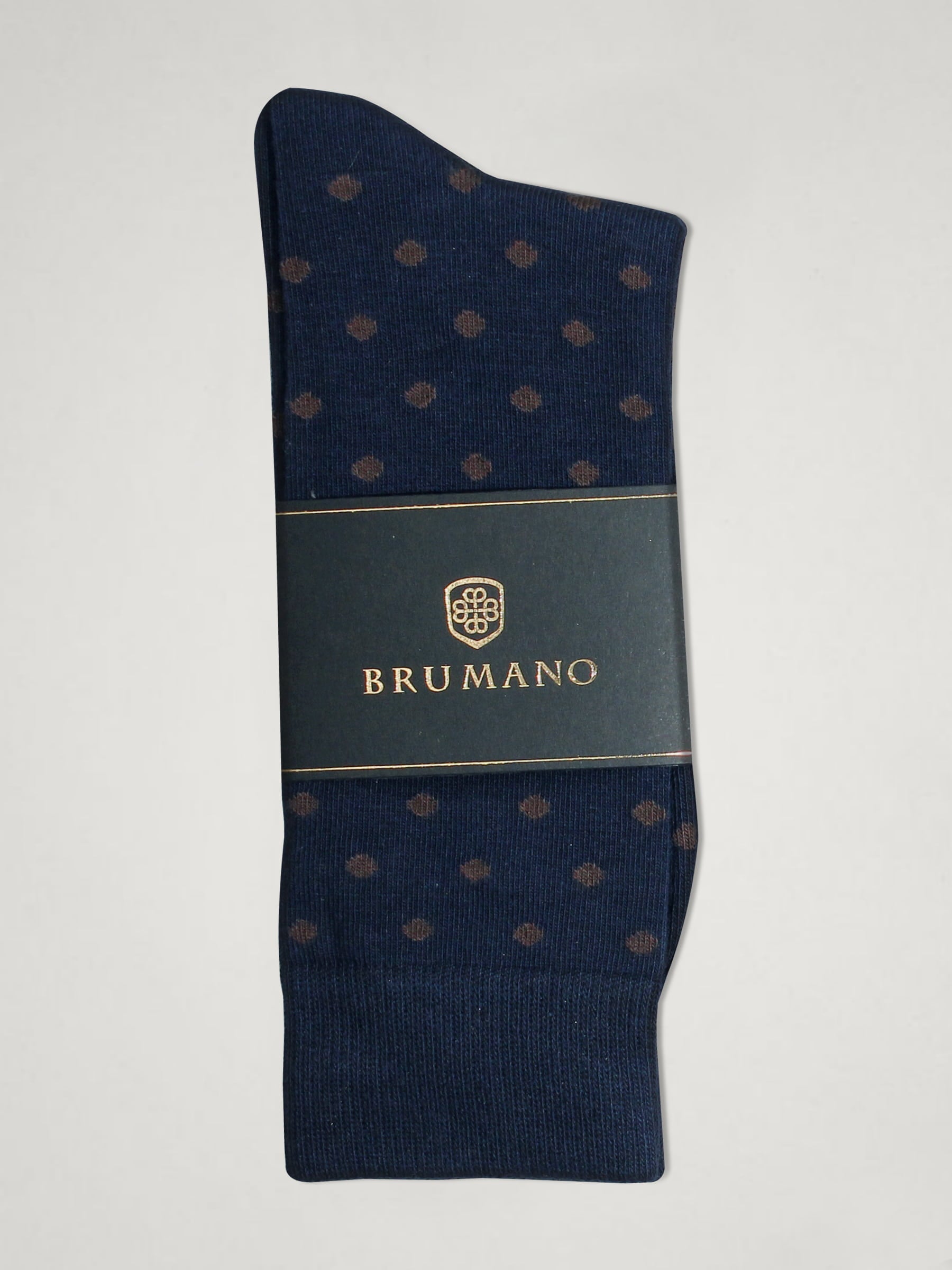 Navy & Brown Polka Dot Cotton Socks