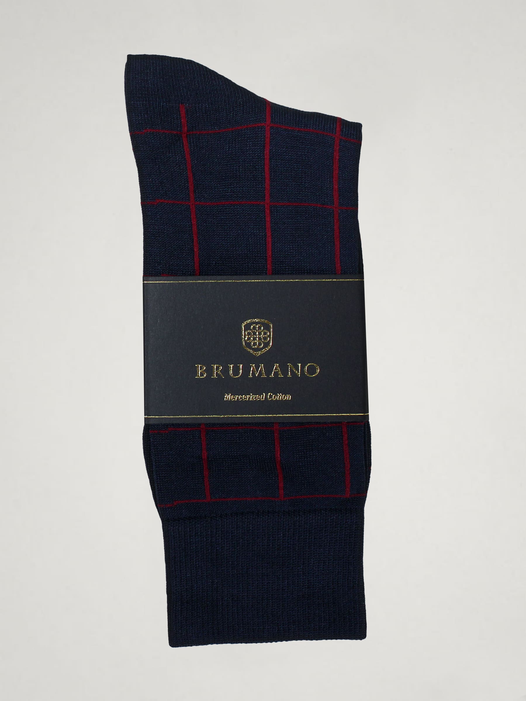 Navy & Burgundy Checkered Mercerized Socks