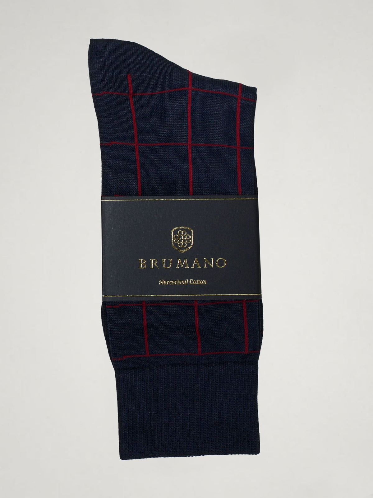 Navy & Burgundy Checkered Mercerized Socks