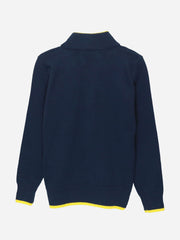 Navy Casual Zipper With Detailing