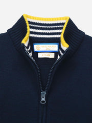 Navy Casual Zipper With Detailing