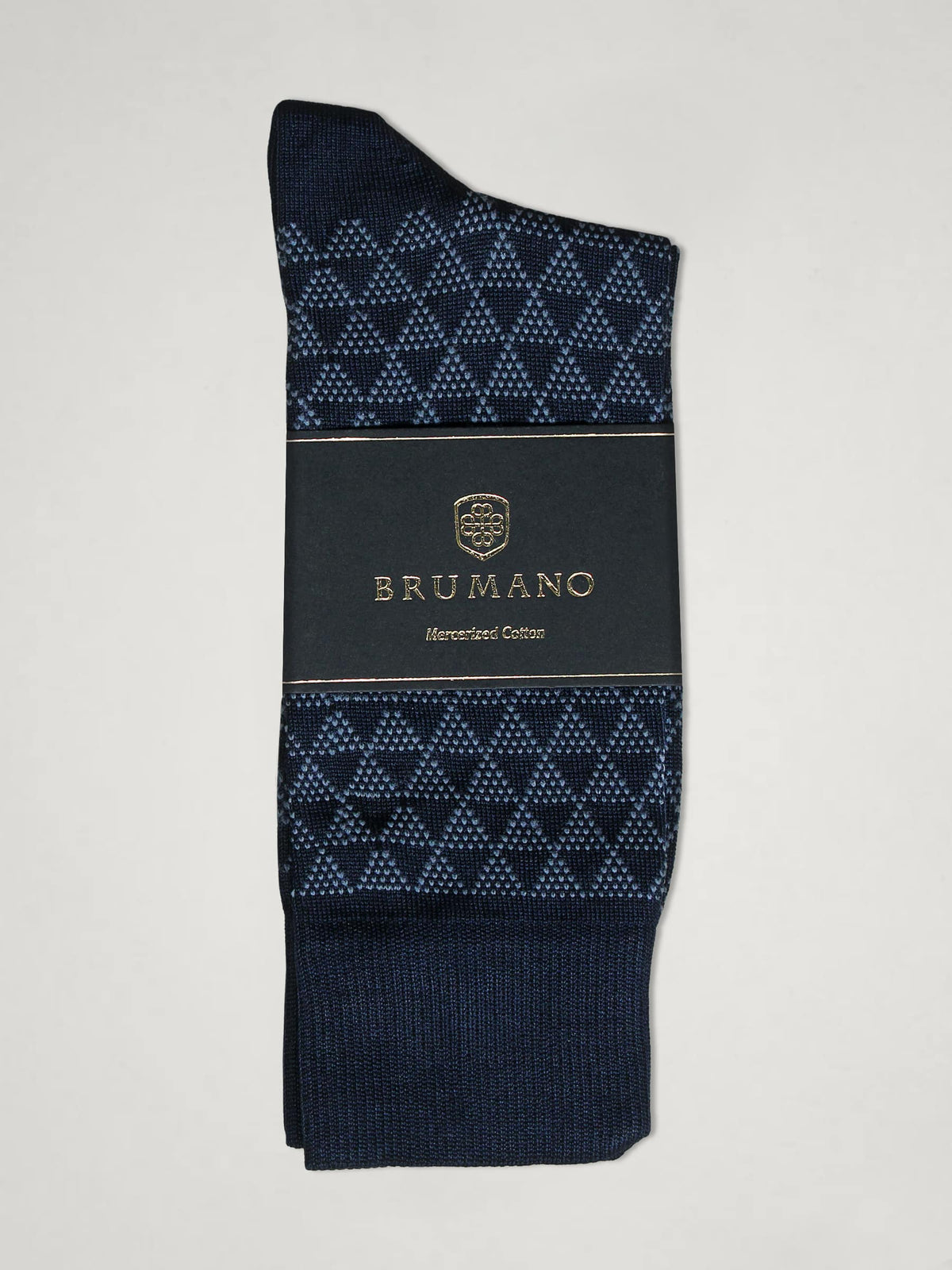 Navy Contrasting Mercerized Diamond Socks