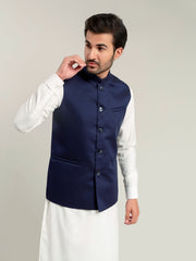 Navy Diamond Patterned Waistcoat