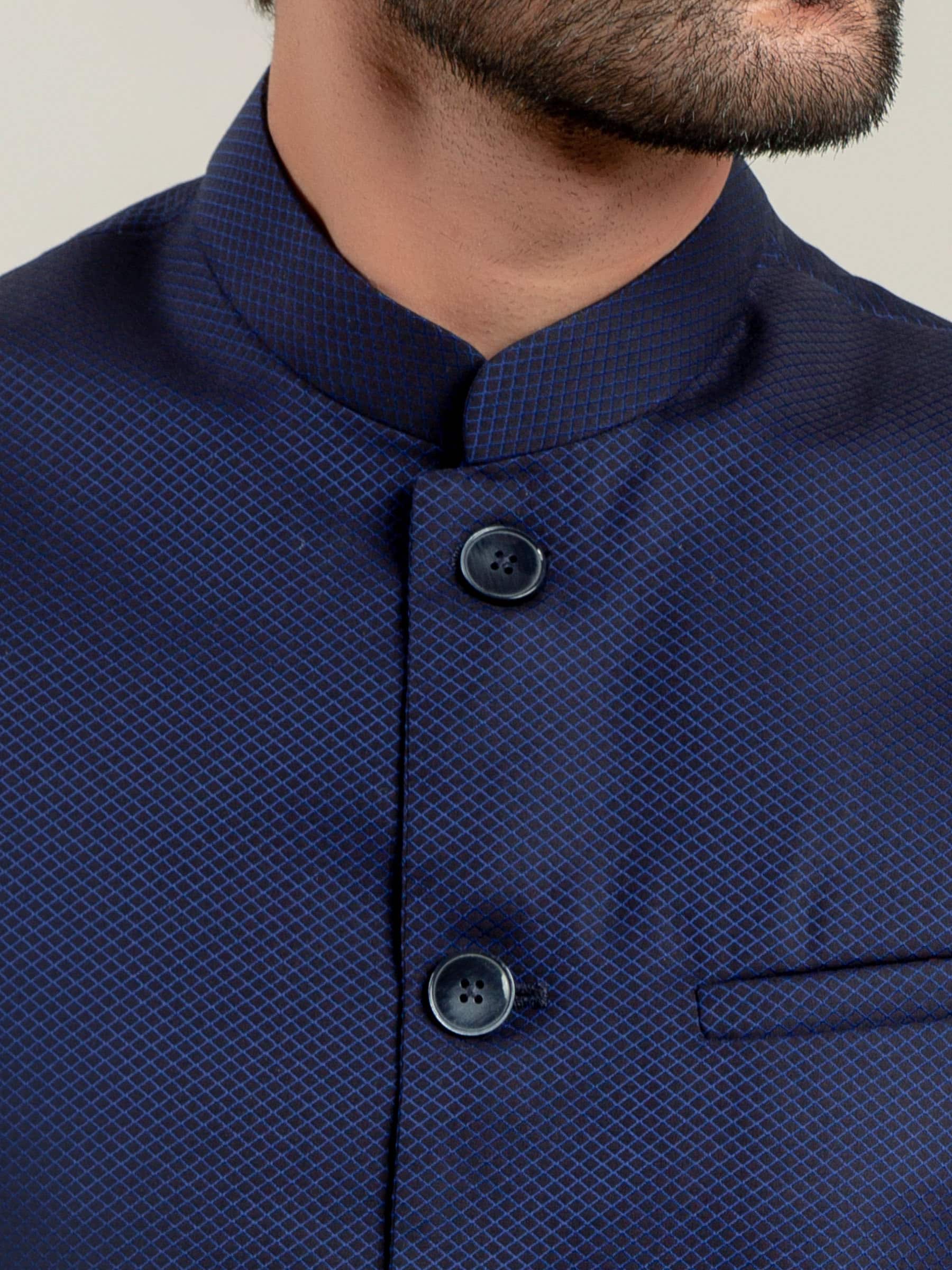 Navy Diamond Patterned Waistcoat