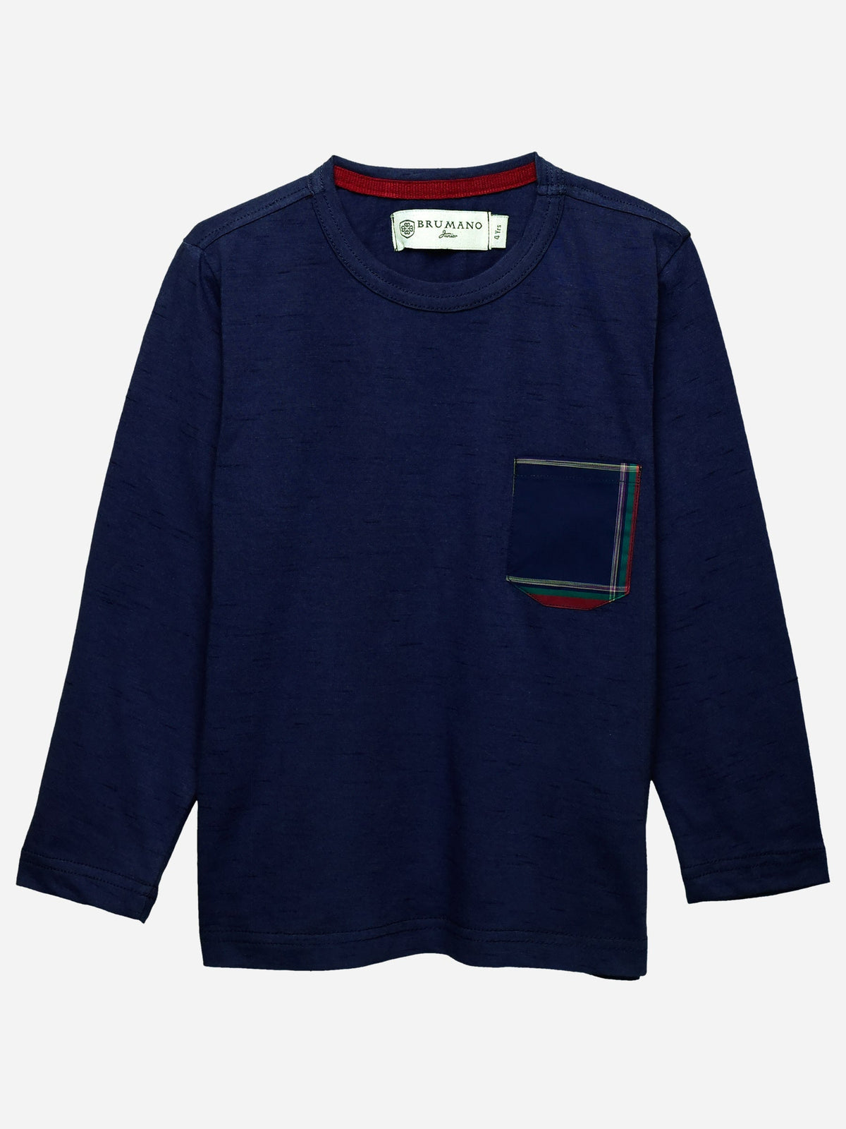 Navy Full Sleeve T-Shirt With Contrasting Pocket