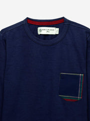 Navy Full Sleeve T-Shirt With Contrasting Pocket