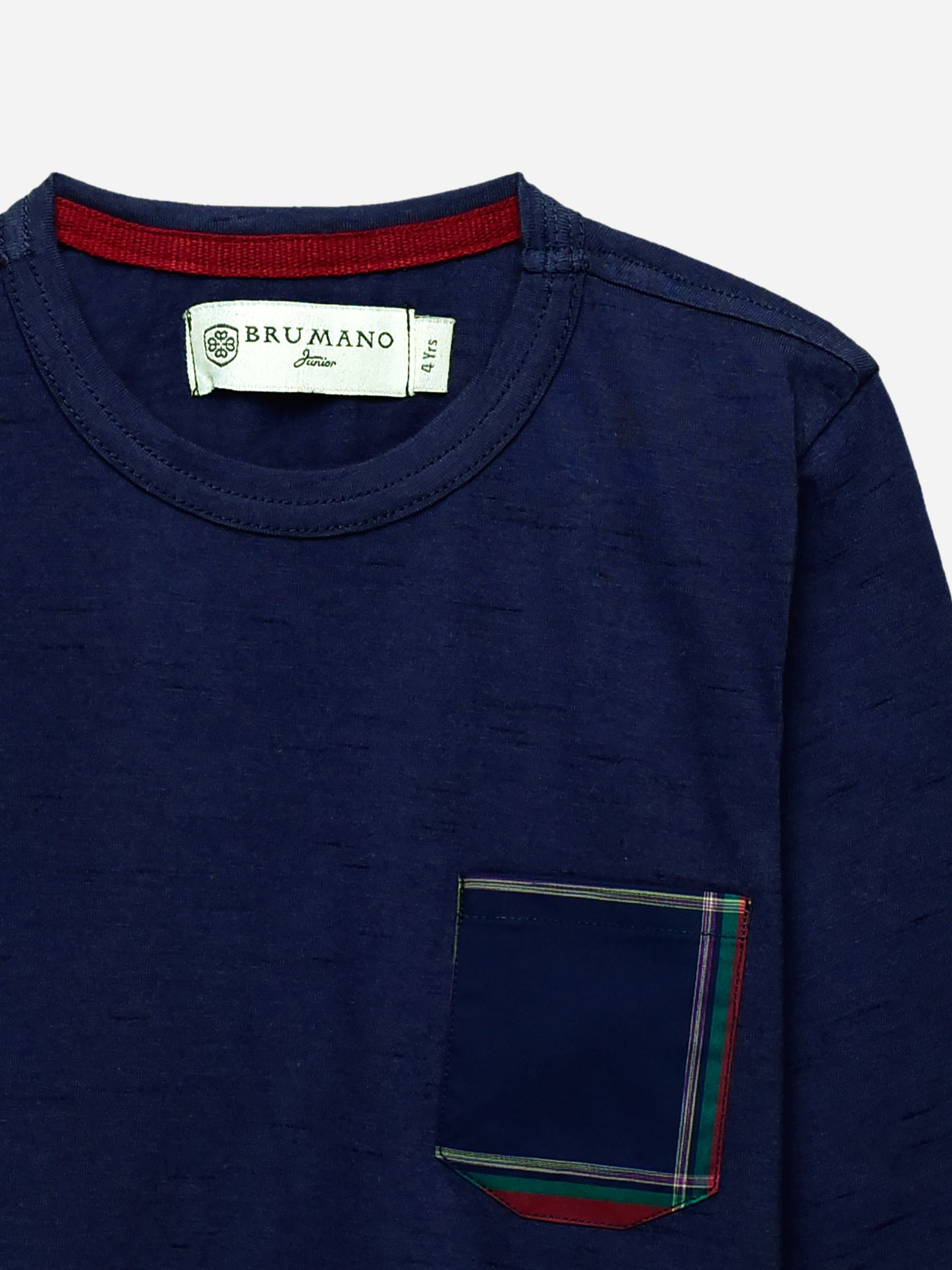 Navy Full Sleeve T-Shirt With Contrasting Pocket