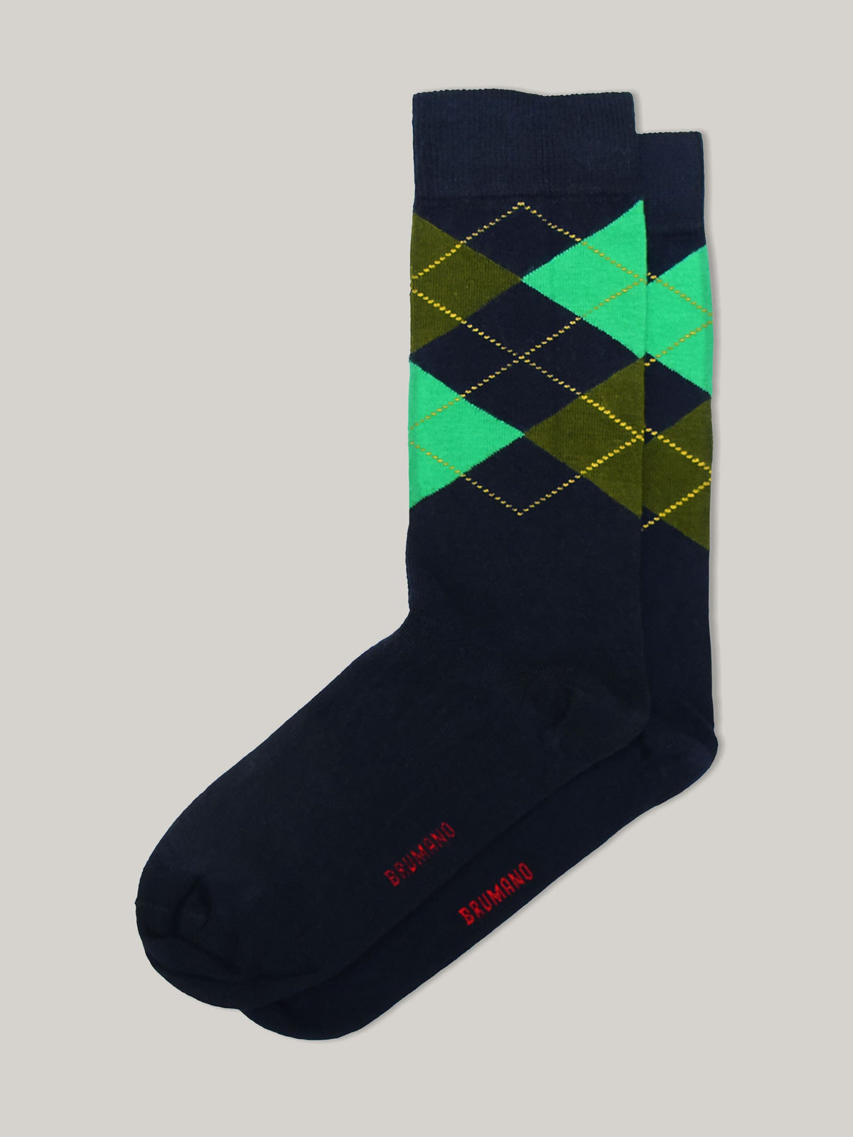 Navy & Green Horizontal Pattern Cotton Socks