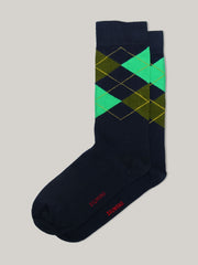 Navy & Green Horizontal Pattern Cotton Socks