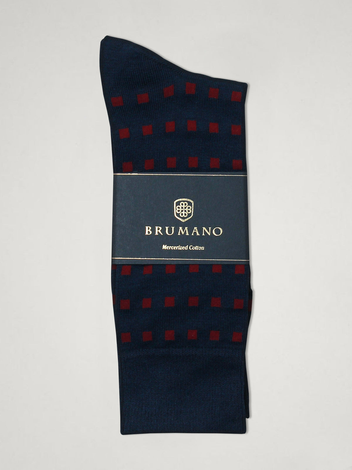 Navy & Maroon Square Printed Mercerised Socks