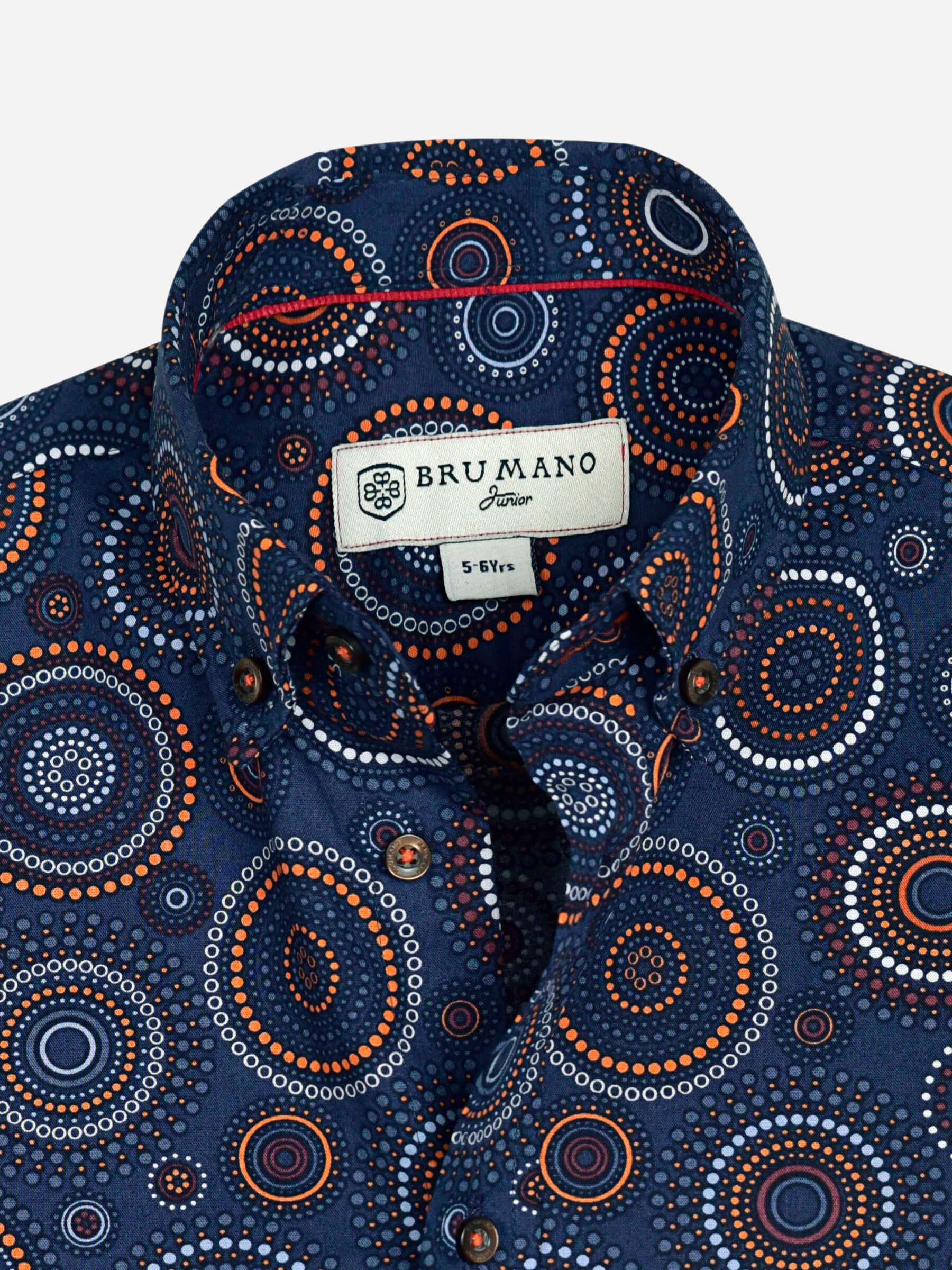 Navy & Orange Circle Printed Casual Shirt