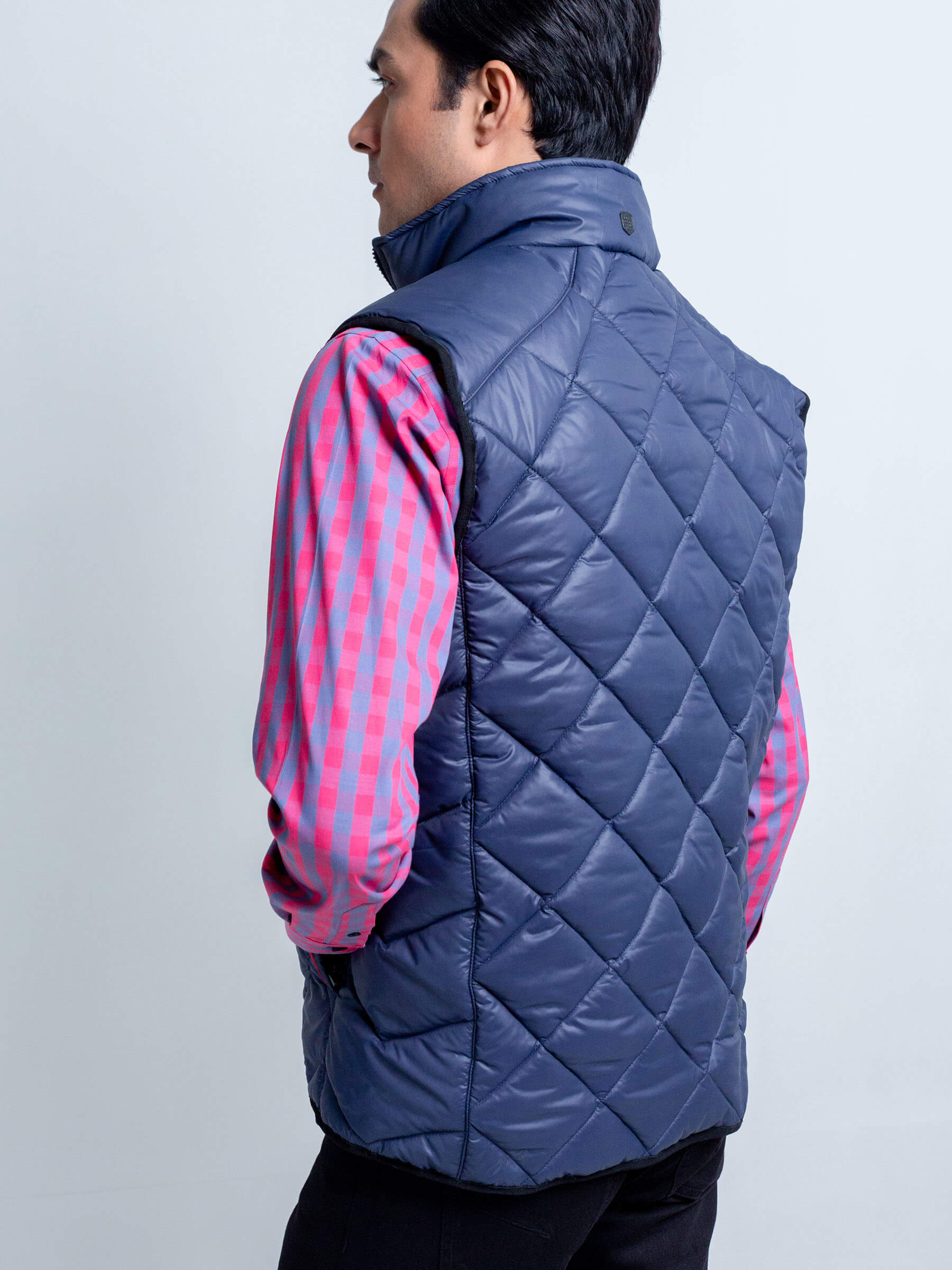 Navy Quilted Sleeveless Gilet