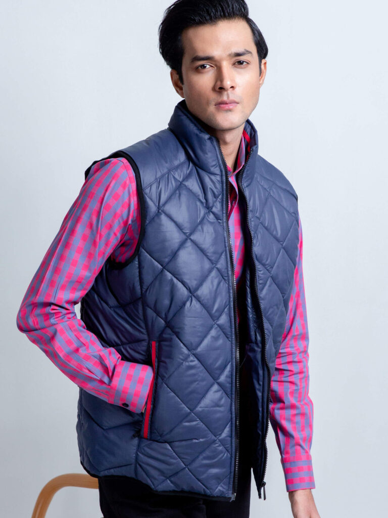 Navy Quilted Sleeveless Gilet