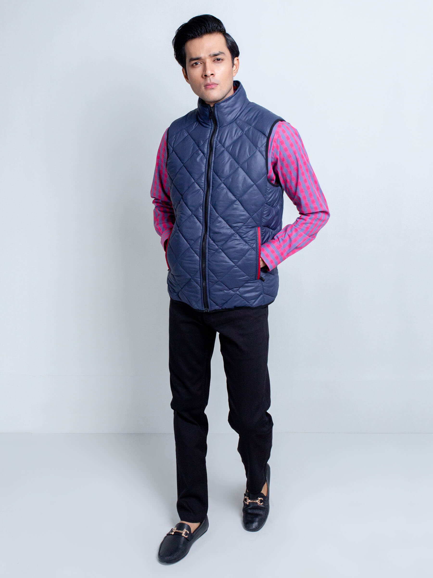 Navy Quilted Sleeveless Gilet
